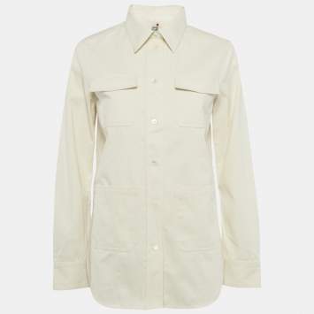 Pre Owned Toteme Beige Organic Cotton Patch Pocket Shirt S