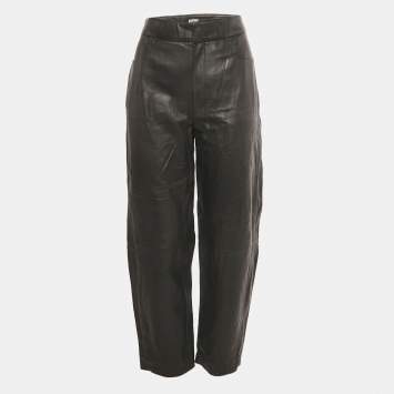 Pre Owned Toteme Black Novara Leather Trousers M