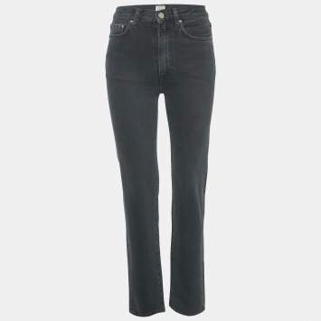 Pre Owned بنطلون جينز توتمي دنيم أسود عتيق قصة عادية مقاس خصر ٢٦ إنش