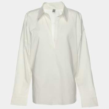 Pre Owned Toteme White Cotton Poplin Shirt L