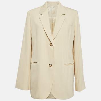 Pre Owned Toteme Cream Herringbone Single Breasted Tailored Jacket S