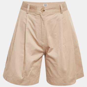 مملوكة مسبقًا Toteme Beige Cotton Twill Pleated Shorts XS