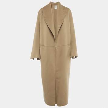 Pre Owned Toteme Camel Brown Wool Open Front Robe Coat S 
