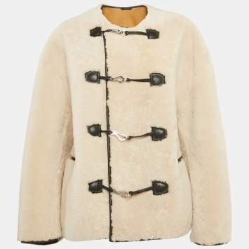 Pre Owned Toteme Beige Teddy Shearling Clasp Jacket XS/S