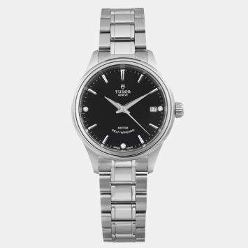 Pre Owned Tudor Black Stainless Steel  Style 12300-0004 Automatic Women's Wristwatch 34mm