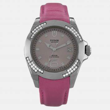 Pre Owned Tudor Prince Date 79440P Automatic Purple Stainless Steel Women’s Wristwatch 39 mm