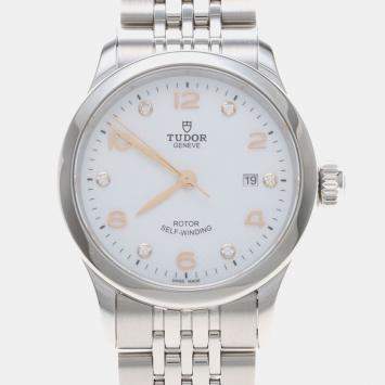 Pre Owned Tudor 1926 91350 Automatic Diamond Stainless Steel Womens Wristwatch 29 mm