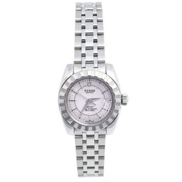 Pre Owned Tudor Silver Stainless Steel Classic 22010 Women's Wristwatch 28 mm