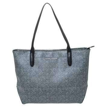 Pre Owned Tumi Grey/Black Coated Canvas and Leather Shopper Tote