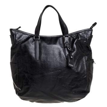 Pre Owned TUMI Black Python Effect Coated Fabric Lucerne Tote