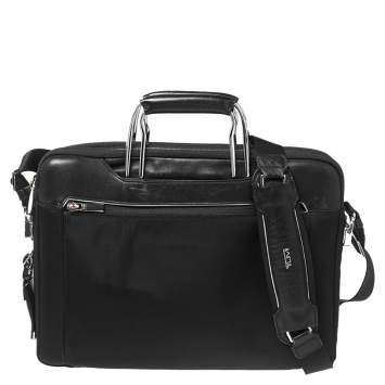 Pre Owned TUMI Black Nylon And Leather Hamilton Arrivè Briefcase