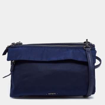 Pre Owned TUMI Blue Nylon Triple Zip Shoulder Bag
