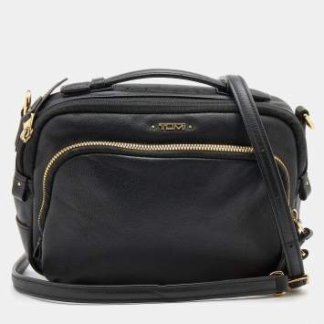 Pre Owned TUMI Black Leather Marcie Crossbody Bag