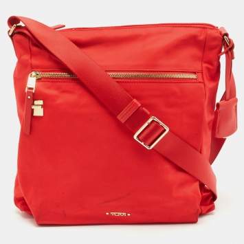 Pre Owned Tumi Red Nylon Voyageur Canton Crossbody Bag