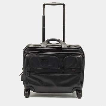 Pre Owned TUMI Black Leather 4 Wheeled Alpha 2 Deluxe Laptop Briefcase