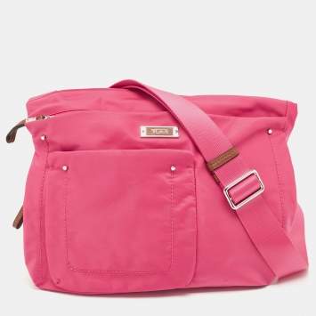 Pre Owned TUMI Magenta Nylon Voyageur Sumatra Crossbody Bag