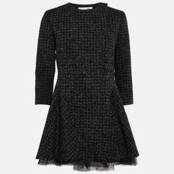 Christian Dior Black Tweed Flared Jacket M