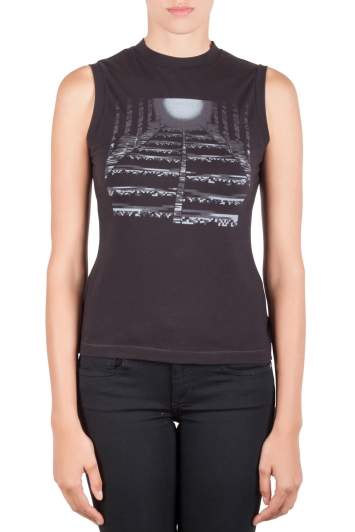 Peter Pilotto Black Cotton Pixel Moon Printed Tank Top M