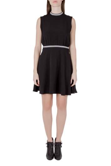 Pre Owned Victoria Victoria Beckham Black Crepe Ribbed Trim Sleeveless Mini Dress M