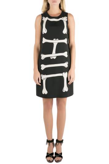 Pre Owned Moschino Cheap and Chic Black Crepe Skeleton Print Dress S 