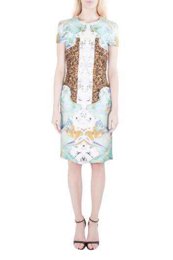 Pre Owned Josh Goot Multicolor Marbled Digital Print Silk Sheath Dress S