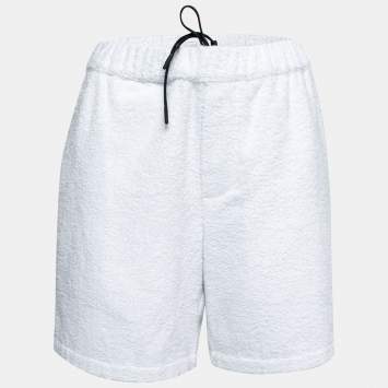 Pre Owned Prada White Terry Cotton Shorts L
