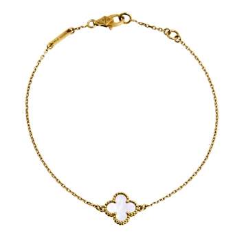 Pre Owned Van Cleef & Arpels Sweet Alhambra Mother of Pearl 18K Yellow Gold Bracelet