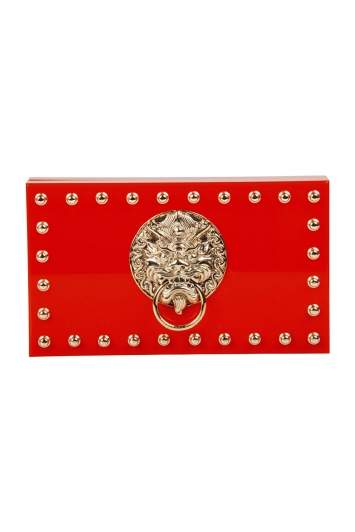 Pre Owned Charlotte Olympia Red Perspex Palace Pandora Box Clutch
