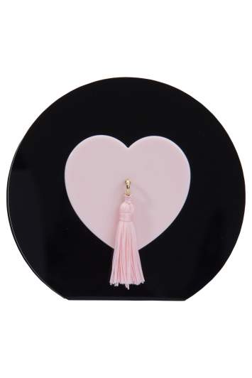 Pre Owned Charlotte Olympia Black/Pink Perspex Such a Tease Tassel Clutch