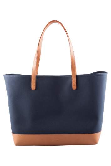 Pre Owned Mansur Gavriel Blue/Cream and Cammello Canvas and Leather Tote