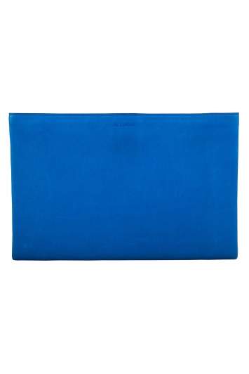 Pre Owned Jil Sander Blue/White Leather Triple Color Block Clutch