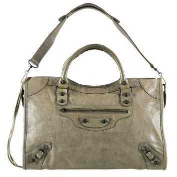 Pre Owned Balenciaga Sage Green Leather City Tote