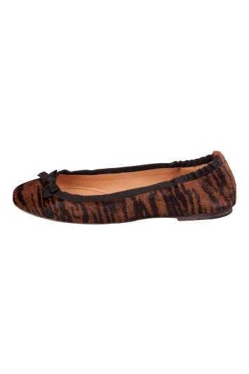 Pre Owned Isabel Marant Tow Tone Calf Hair Leather Bow Ballet Flats Size 40