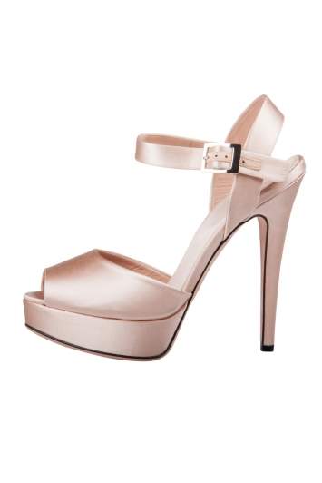 Pre Owned Giambattista Valli Beige Satin kirna Peep Toe Ankle Strap Platform Sandals Size 38