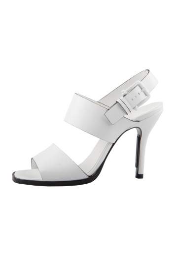 Pre Owned Jil Sander White/Black Leather Ankle Strap Sandals Size 36