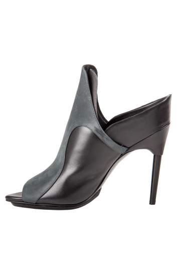 Pre Owned 3.1 Phillip Lim Black Leather And Grey Suede Aria Mules Size 36.5