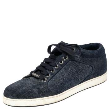 Pre Owned Jimmy Choo Blue Denim Lace Up Miami Sneakers Size 36.5