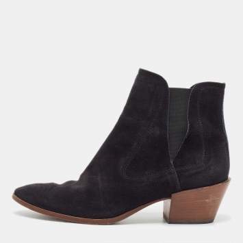 Pre Owned Tod's Black Suede Ankle Boots Size 39.5 