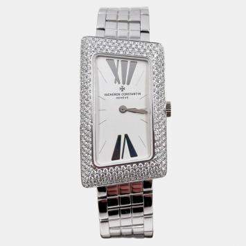 Pre Owned Vacheron Constantin Cambree Asymmetric 25515/U01G-9233 Quartz 18K White Gold Women's Wristwatch 21 mm x 37 mm