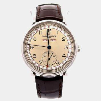 Pre Owned Vacheron Constantin Historiques Triple Calendrier 1942 3110V/000A-B425 Manual Winding Champagne Dial Stainless Steel Women's Wristwatch 40 mm