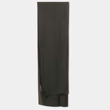 Pre Owned Valentino Black Logo Silk Crepe Stole 