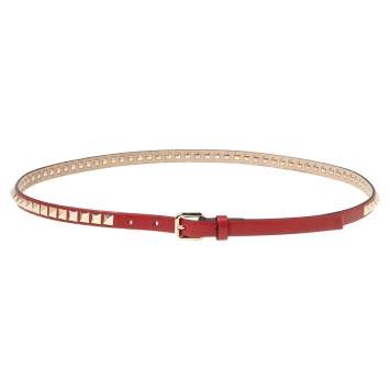 مملوكة مسبقًا Valentino Red Leather Rockstud Belt 85 CM