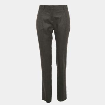 Pre Owned Valentino Charcoal Grey Felt Wool Tapered Trousers S