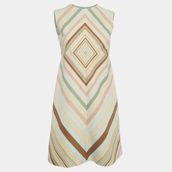 Pre Owned Valentino Multicolor Striped Wool Blend Mini Dress S