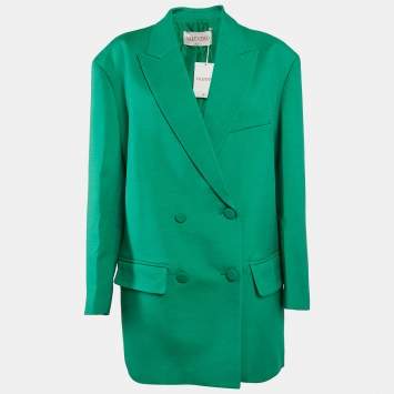 Pre Owned Valentino Green Wool Blend Double Breasted Blazer S