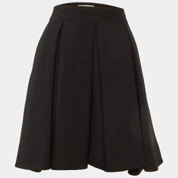 Valentino Black Wool Pleated Mini Skirt M