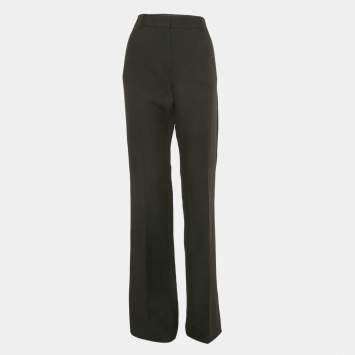 Pre Owned Valentino Black Wool Straight Formal Trousers M