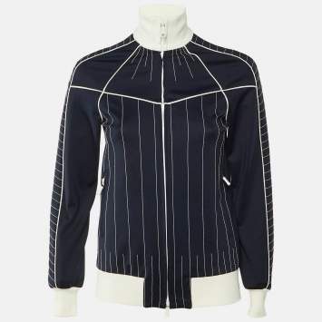 Pre Owned Valentino Navy Blue Jersey Contrast Stitch Track Jacket S