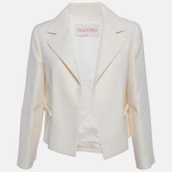 مملوكة مسبقًا Valentino Cream Crepe Open Front Couture Jacket M