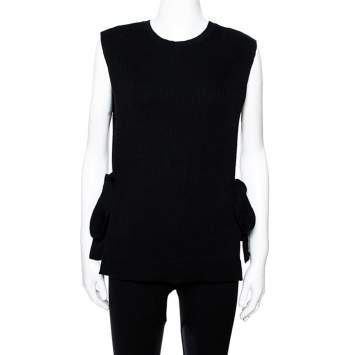 Pre Owned Valentino Black Wool Knit Open Side Vest S